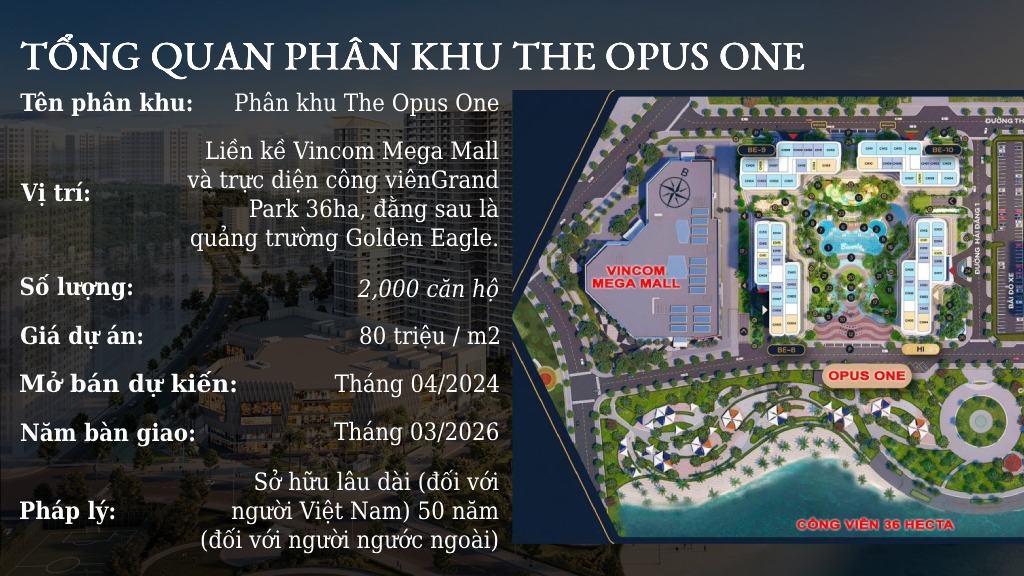 Tổng quan phân khu The Opus One