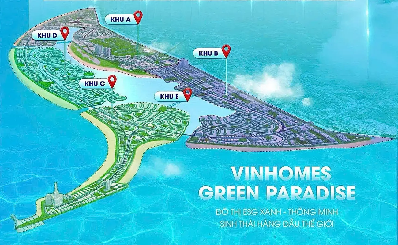 Bản đồ quy hoạch chi tiết Vinhomes Green Paradise tại Cần Giờ, với phân khu A là The Haven Bay