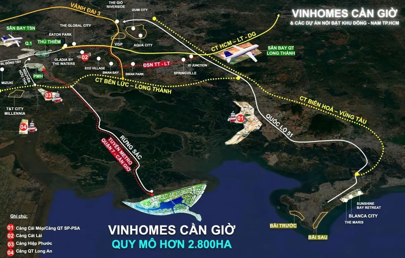 Bản đồ quy hoạch Vinhomes Green Paradise tại Cần Giờ với quy mô hơn 2.800ha