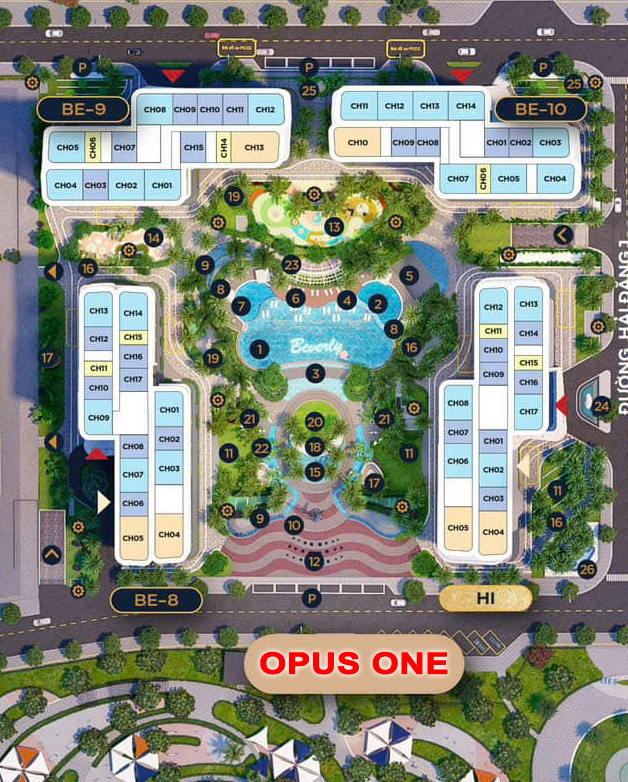 Mặt bằng căn hộ The Opus One