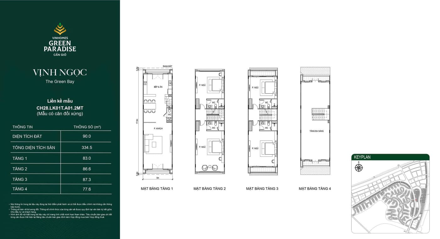 Layout Nhà phố Liền kề Phân khu Vịnh Ngọc – The Green Bay