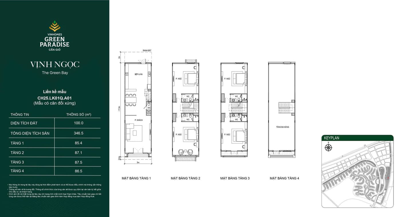 Layout Nhà phố Liền kề Phân khu Vịnh Ngọc – The Green Bay