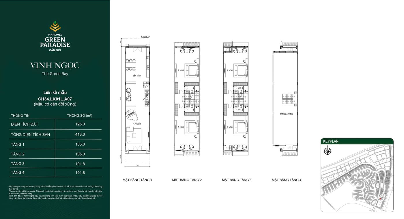 Layout Nhà phố Liền kề Phân khu Vịnh Ngọc – The Green Bay